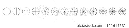 Segmented charts. Parts of diagram wheel from 1 to 13. Template of pie chart. Sectors divide the circle on equal parts. Coaching blank. Outline black graphics. Set of pie charts, pizza charts. Segmented charts. Parts of diagram wheel from 1 to 13. Template of pie chart. Sectors divide the circle on equal parts. Coaching blank. Outline black graphics. Set of pie charts, pizza charts. 131613281