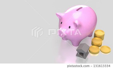 The Piggy Bank and Coins for Business or earn concept 3d rendering. The Piggy Bank and Coins for Business or earn concept 3d rendering. 131613334