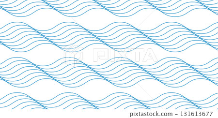 Waves background. Repeated blue curvy lines. Water print. Ocean, sea, lake or river pattern. Aqua texture. Nautical ornament. Summer theme wallpaper. Swimming pool liquid. Vector flat illustration Waves background. Repeated blue curvy lines. Water print. Ocean, sea, lake or river pattern. Aqua texture. Nautical ornament. Summer theme wallpaper. Swimming pool liquid. Vector flat illustration 131613677