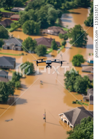aerial view area drone water color trees houses 131613871