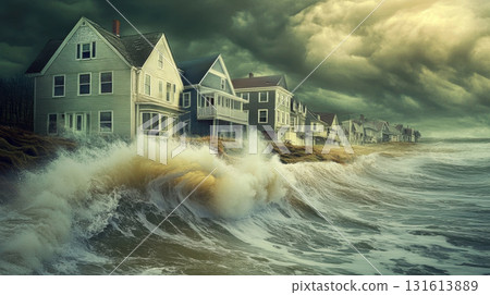 portrayal town storm houses light sky aftermath hue 131613889