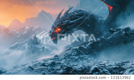 dragon powerful rest mountain sunrise sunset sunlight wild 131613962