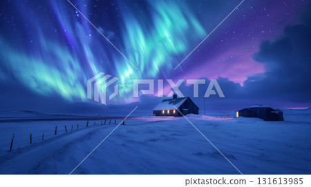 aurora nature farm sky night landscape arctic winter aurora nature farm sky night landscape arctic winter 131613985