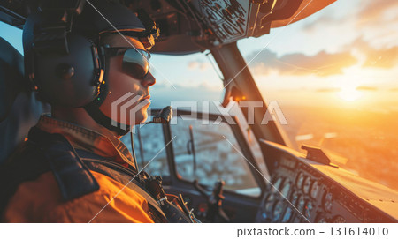 emergency helicopter male man pilot airborne air ambulance 131614010