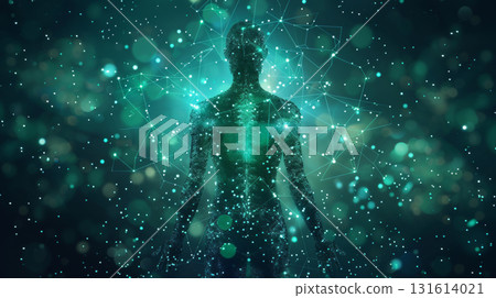 hologram glowing structure medical 3D model dot digital 131614021