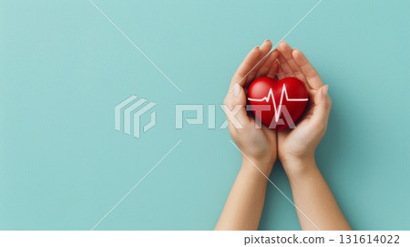 heart organ life medical EKG hand pulse care 131614022