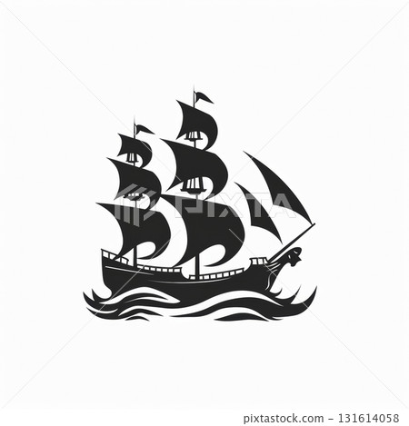 boat sailboat sailing sea logo clipart silhouette black 131614058
