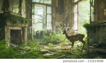 animal abandoned deer house home living room bed room city 131614096