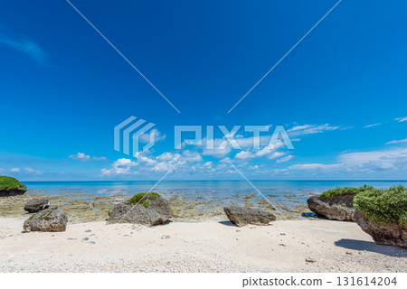 Beautiful beach on Tarama Island at low tide 131614204