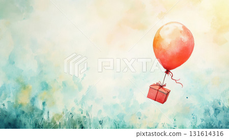 watercolor balloon gift sky background blend colors dreamy 131614316