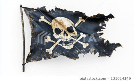 flag skull crossbones design flags surface signs tear 131614349