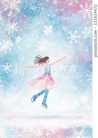 watercolor illustration girl ice arms legs snowy skating watercolor illustration girl ice arms legs snowy skating 131614472