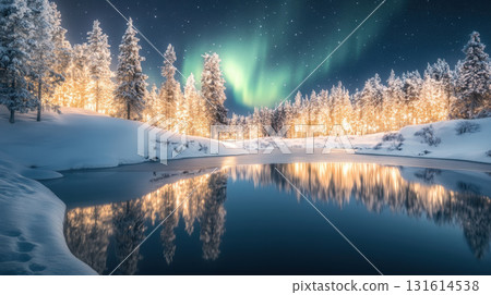 night sky landscape body water aurora borealis snowy night sky landscape body water aurora borealis snowy 131614538