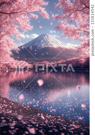 cherry blossom landscape background mount fuji pink general 131614542