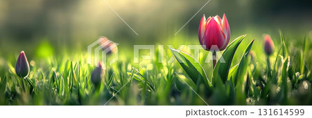petals texture closeup green slender tulip leaves bloom 131614599