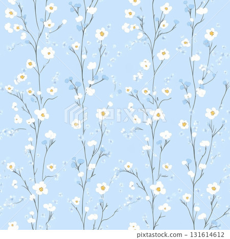 pattern blossoms light background seamless floral white blue 131614612