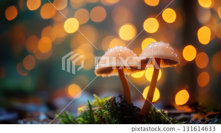 mushroom water droplets background lights closeup shot set 131614633