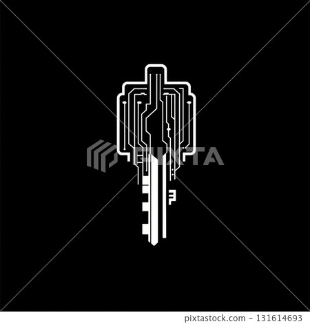 circuit design graphic board stylized black white key 131614693
