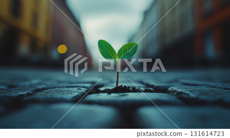 plant ground cobblestone surface background closeup green shot 131614723