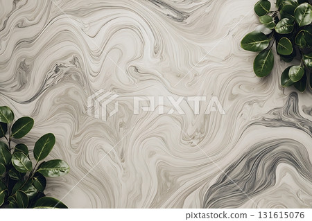 Elegant Marble Texture Background with Green Leaves for Modern Interior Design Concepts Elegant Marble Texture Background with Green Leaves for Modern Interior Design Concepts 131615076