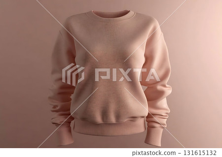 Soft Pink Sweater with Textured Fabric on Neutral Background for Apparel Advertising Soft Pink Sweater with Textured Fabric on Neutral Background for Apparel Advertising 131615132