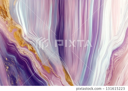 Elegant Abstract Art with Soft Pastel Colors and Gold Accents on Wavy Background 131615223