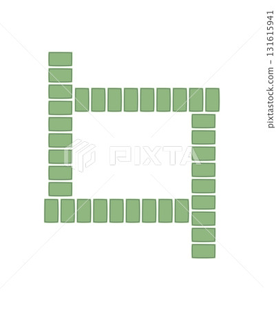 Flat Chinese mahjong game layout with tiles and pieces displayed on a table. Strategic boardgame combining puzzle elements and recreation. Perfect for leisure, hobby, or entertainment, presented in a 131615941