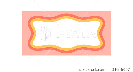 Groovy retro wavy rectangle frame shape with funky pop border and modern background. This y2k element combines vintage and trendy style as a creative graphic for colorful projects. 131616007