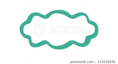 Groovy wavy scallop frame element in teal retro style. Funky border with abstract outline and doodle shape. Creative y2k graphic background as playful retro design element. Groovy wavy scallop frame element in teal retro style. Funky border with abstract outline and doodle shape. Creative y2k graphic background as playful retro design element. 131616036