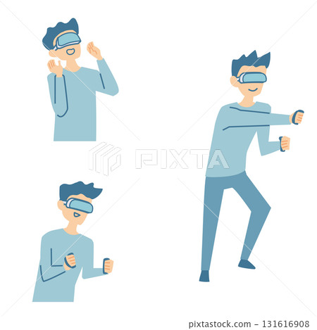 一名男子玩 VR 眼鏡的插圖 131616908
