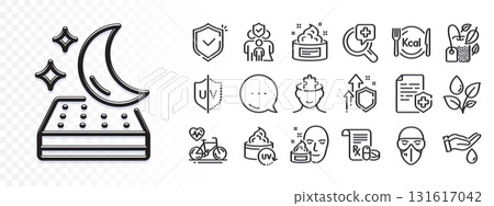 Wash hands, Medical prescription and Improving safety line icons for web app. Glare of light effect. Message icon. Pack of Uv protection, Mattress, Medical analyzes pictogram icons. Vector 131617042