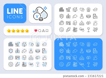 Clothing, 5g internet and Painter line icons for web app. Message, Share, Like social media icons. Pack of Paint brush, Wholesale inventory, Card pictogram icons. Vector 131617221