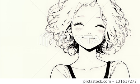 年輕女子微笑著「Ufufu」(簡單的顏色) 年輕女子微笑著「Ufufu」(簡單的顏色) 131617272