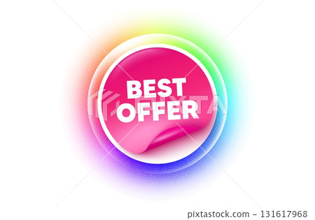 Best offer sticker rainbow gradient. Paper offer price tag. Best offer tag. Special price Sale sign. Advertising Discounts symbol. Sticker label. Grain dots effect. Vector Best offer sticker rainbow gradient. Paper offer price tag. Best offer tag. Special price Sale sign. Advertising Discounts symbol. Sticker label. Grain dots effect. Vector 131617968