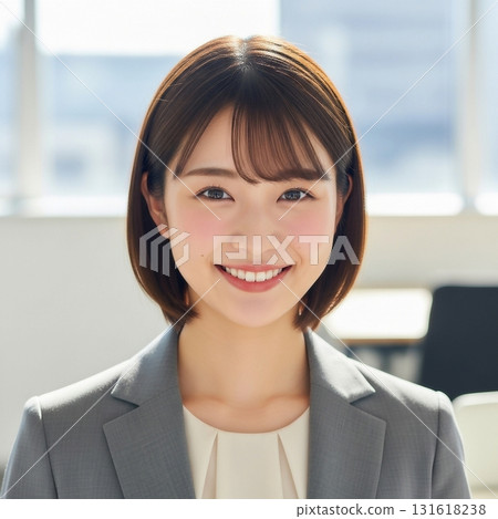 一位微笑工作的日本女商人 131618238