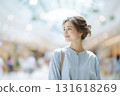 Woman portrait shopping mall 131618269