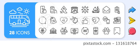 Phone touch, Mail and Waterproof line icons. Interest rate, AI generate, Inflation icons. Pack of Bus travel, Job interview, Web shop icon. Smartphone buying, Checkbox, Swipe up pictogram. Vector Phone touch, Mail and Waterproof line icons. Interest rate, AI generate, Inflation icons. Pack of Bus travel, Job interview, Web shop icon. Smartphone buying, Checkbox, Swipe up pictogram. Vector 131618764