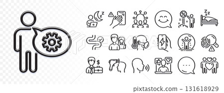 Squad, Dont touch and Smile face line icons for web app. Glare of light effect. Message icon. Pack of Charging app, Digestion, Sick man pictogram icons. Fingerprint, Human sing, Sleep signs. Vector Squad, Dont touch and Smile face line icons for web app. Glare of light effect. Message icon. Pack of Charging app, Digestion, Sick man pictogram icons. Fingerprint, Human sing, Sleep signs. Vector 131618929