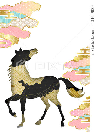 Horse New Year's card zodiac background Horse New Year's card zodiac background 131619005
