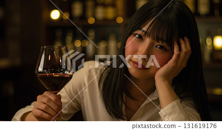 AI-generated image of a sad profile gazing through a glass 131619176