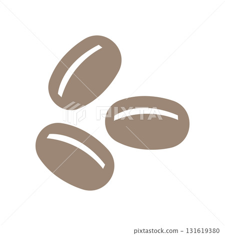 Illustration of three coffee beans brown 131619380
