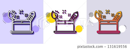 Creativity concept line icon. Halftone dotted pattern. Gradient icon with grain shadow. Graphic designer sign. Brush and pencil symbol. Line creativity concept icon. Various designs. Vector Creativity concept line icon. Halftone dotted pattern. Gradient icon with grain shadow. Graphic designer sign. Brush and pencil symbol. Line creativity concept icon. Various designs. Vector 131619556