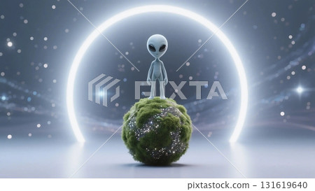 Gray sparkling space background image on a moss ball Gray sparkling space background image on a moss ball 131619640