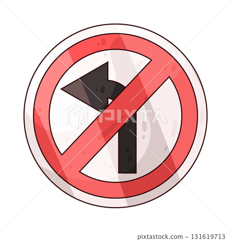 illustration of No Left Turn sign illustration of No Left Turn sign 131619713