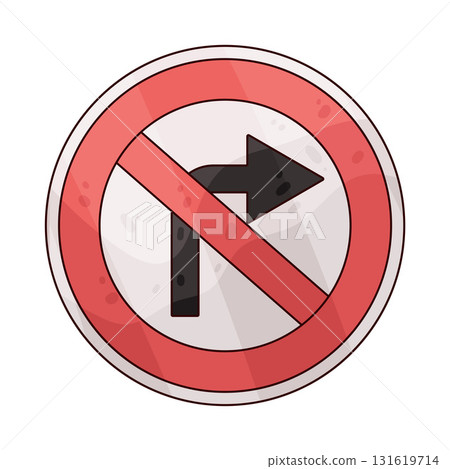 illustration of No Right Turn sign 131619714
