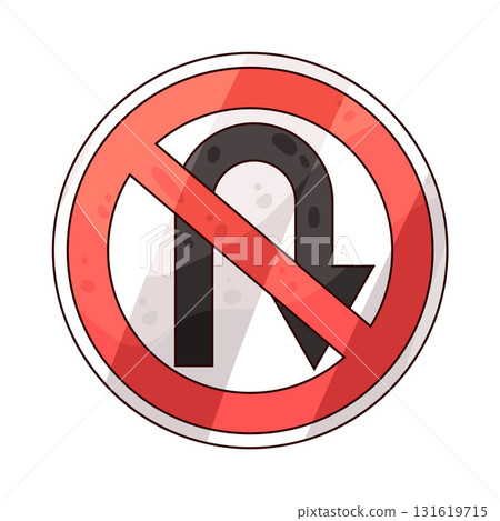 illustration of No U Turn sign illustration of No U Turn sign 131619715