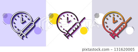 Vaccination schedule line icon. Halftone dotted pattern. Gradient icon with grain shadow. Vaccine syringe sign. Second injection time symbol. Line vaccination schedule icon. Various designs. Vector Vaccination schedule line icon. Halftone dotted pattern. Gradient icon with grain shadow. Vaccine syringe sign. Second injection time symbol. Line vaccination schedule icon. Various designs. Vector 131620005