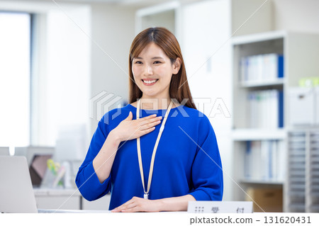Portrait of a female receptionist 131620431