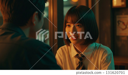 AI-generated smile image through glass AI-generated smile image through glass 131620701