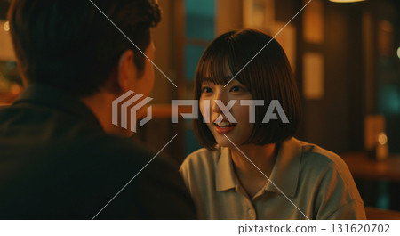 AI-generated image surrounded by cafe lights AI-generated image surrounded by cafe lights 131620702